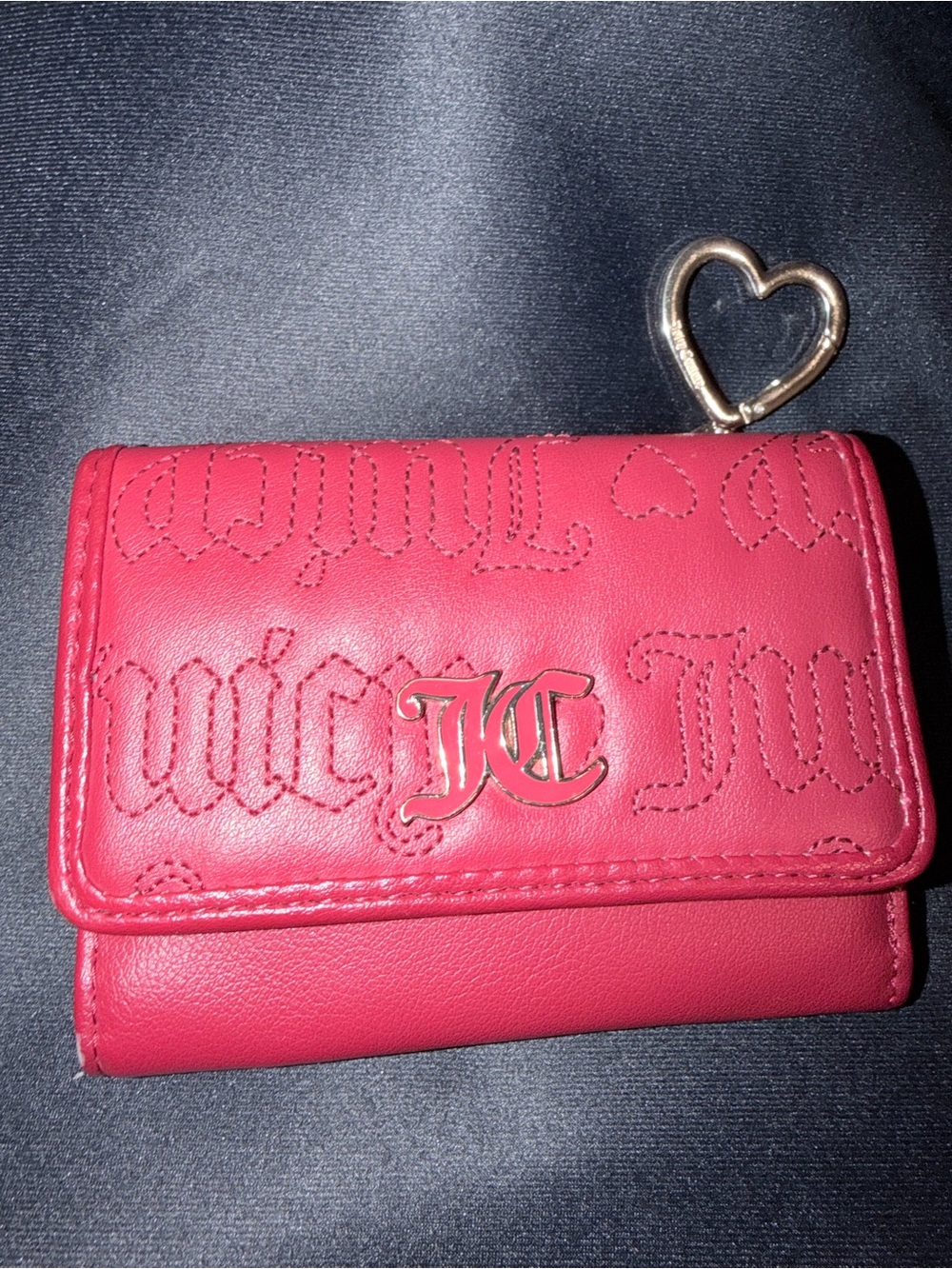 Pink Embossed Leather Wallet with Heart Keyring